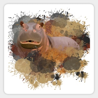 Hippo Abstract Paint Splatter Design in Warm Earth Tones Magnet